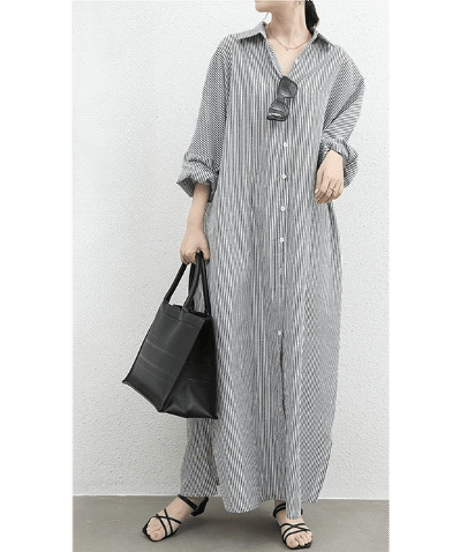 striped shirt dress / 3color　hm2538