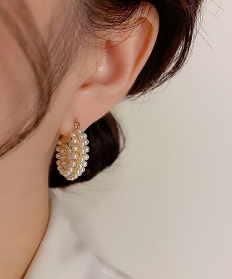 pearl hoop pierce / 2color　hm1954