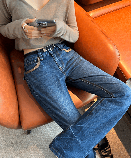 riveted denim pants / 2color　hm1424