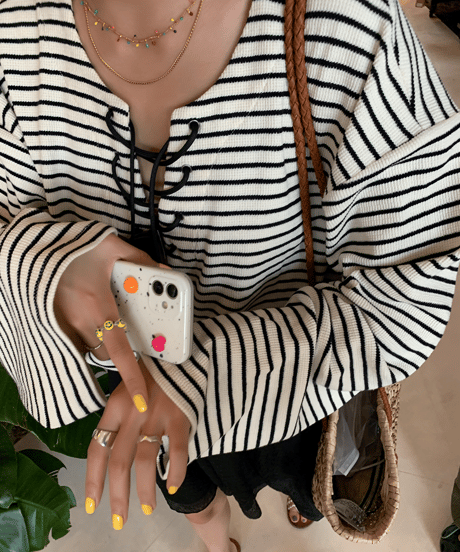 lace-up border top / 2color　hm1344