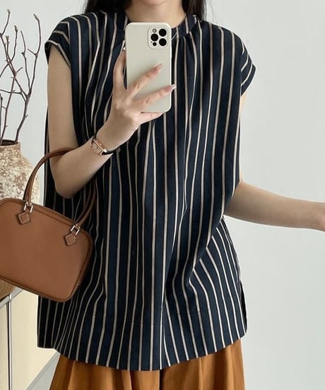 french sleeve stripe blouse / 2color　hm1536