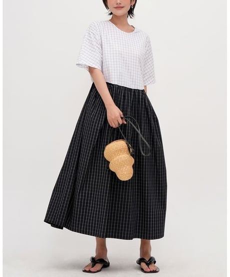 two-tone grid dress
　hm2295