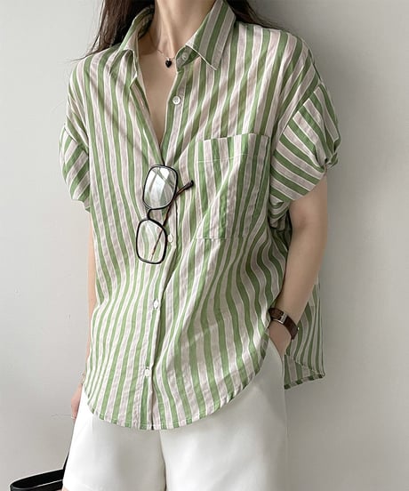 feminine stripe blouse / 2color　hm1478