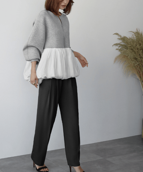 peplum zip-up top / 2color　hm2646