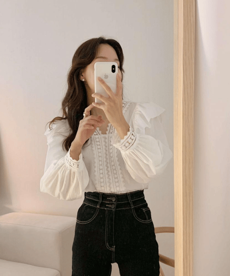 lace sheer blouse / 2color　hm2919