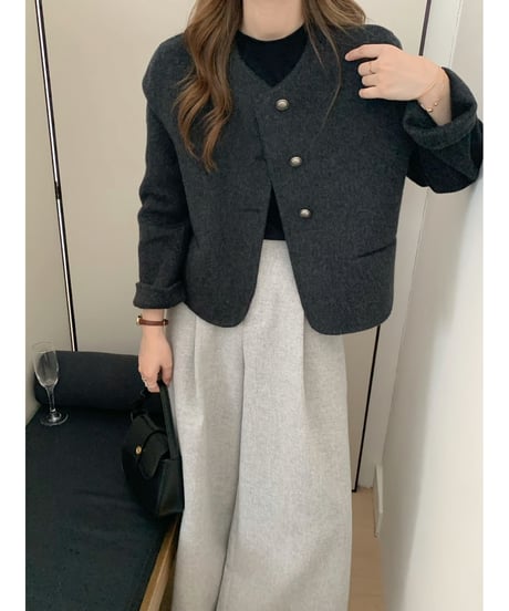 chic no-collar jacket / 5color　hm2705