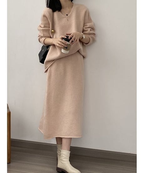 knit tops&skirt set / 4color　hm1867