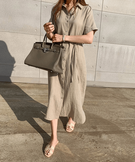 belted shirt dress / 3color　hm2982