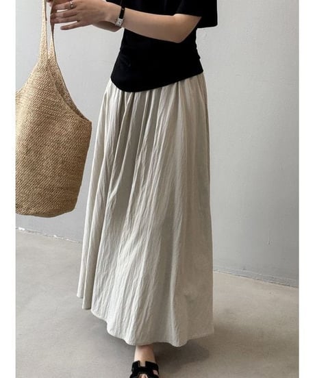 pleated maxi skirt / 4color　hm2324