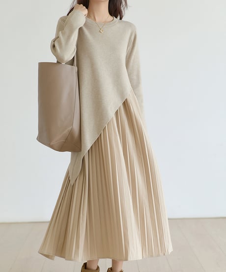 pleated docking dress / 2color　hm1674