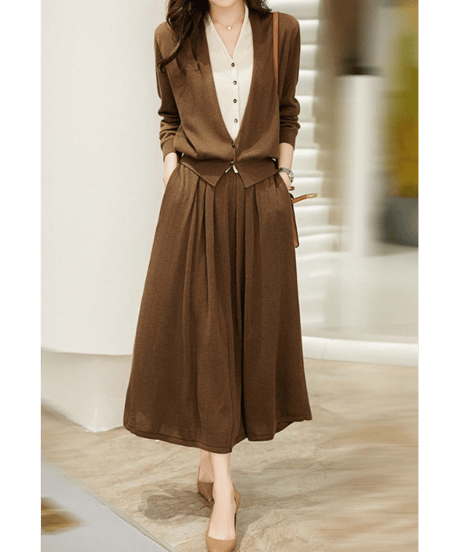 《即納》layered knit cardigan / 4color　hm2722