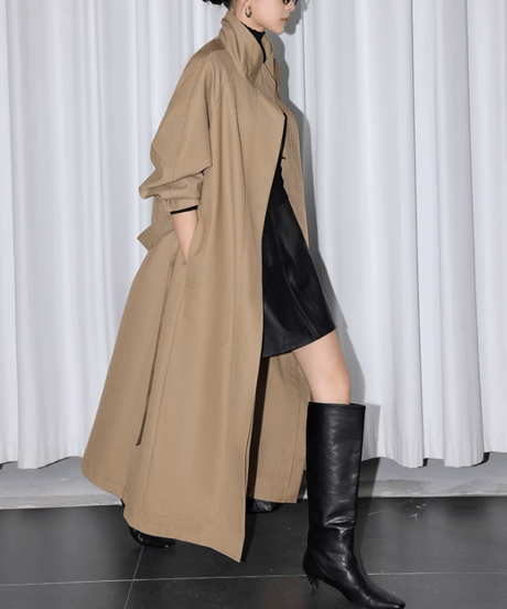 stand collar long coat　hm1843