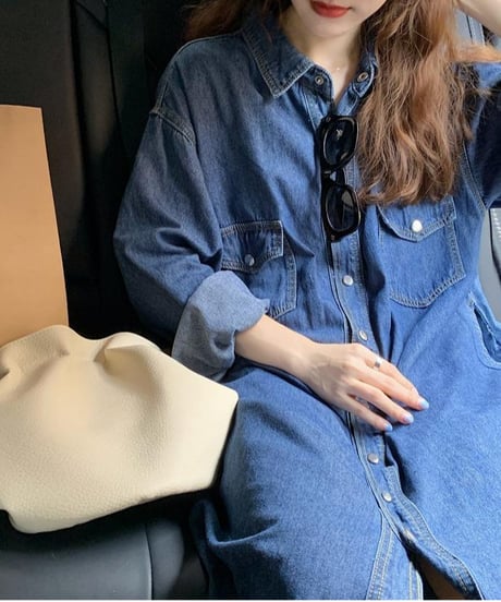 denim shirt dress　hm2917