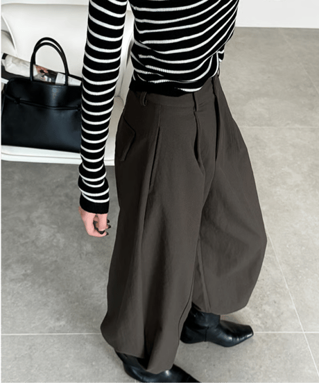 wide silhouette tuck pants / 4color　hm2765