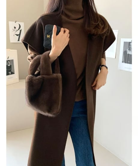 long knit gilet / 3color　hm2594