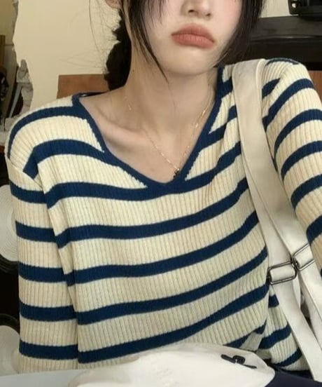 border knit top / 3color　hm2518