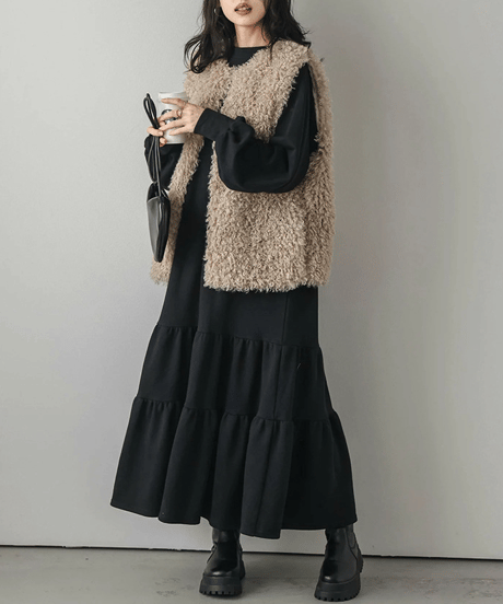 tiered sweatshirt dress / 4color　hm2798