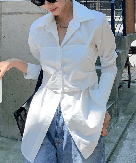 waist back ribbon blouse　hm2853