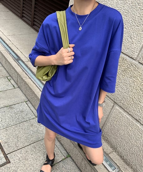 drop shoulder t-shirt dress / 3color　hm1349