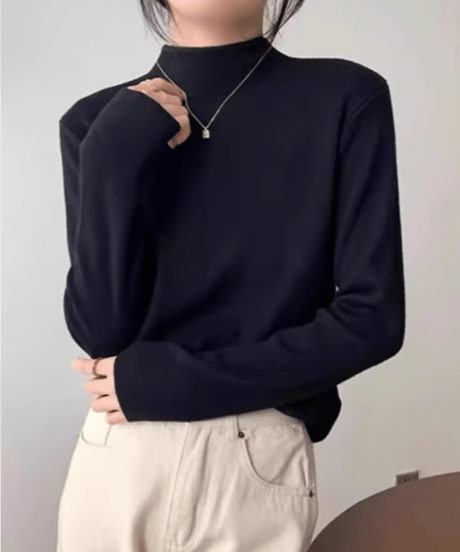 simple high-neck knit / 9color　hm2695