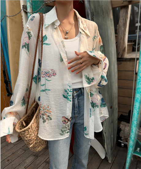 botanical sheer shirt / 2color　hm1882