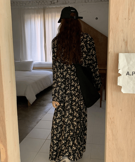 v-neck floral dress / 2color　hm2914
