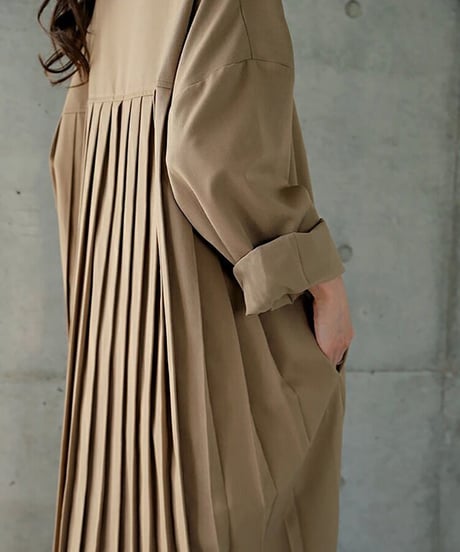 back pleats shirt dress / 4color　hm2578