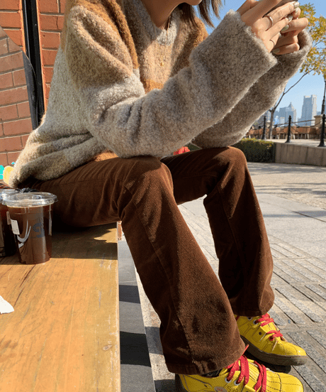 block check knit top / 2color　hm1113