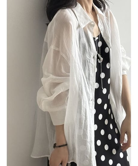 drop shoulder sheer shirt / 2color　hm2246