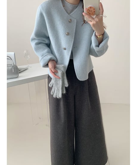 chic no-collar jacket / 5color　hm2705