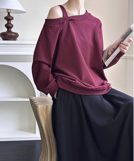 one shoulder loose top / 3color　hm1708