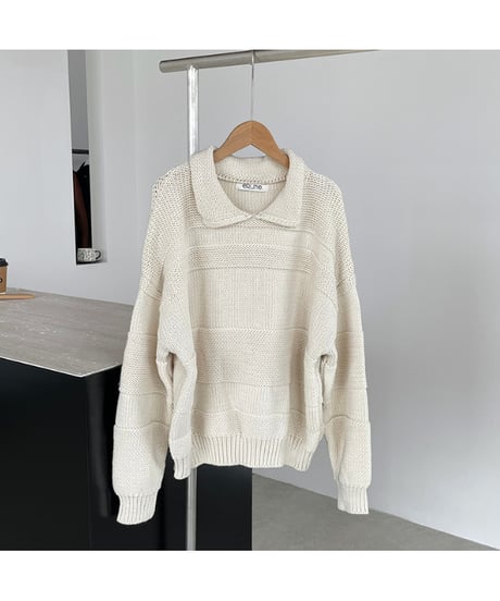 collared cropped knit / 4color　hm2719