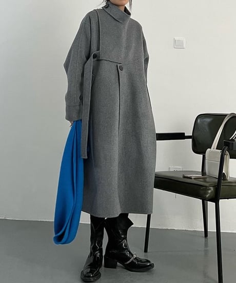 stand collar long coat 　hm1797