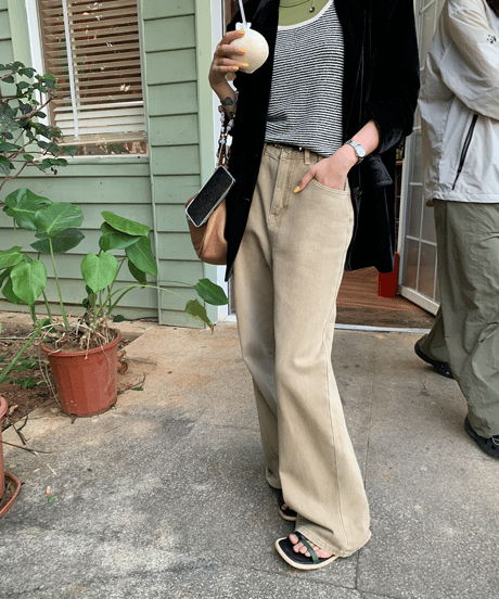 denim wide color pants / 2color　hm1335