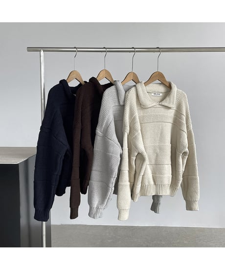 collared cropped knit / 4color　hm2719
