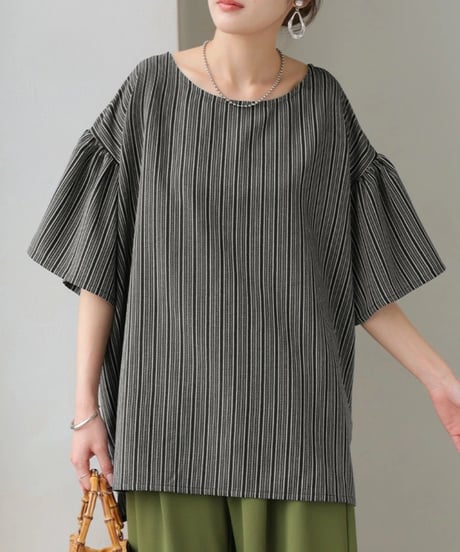 striped sleeve top / 2color　hm2949