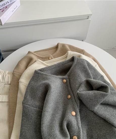 gold button cardigan / 3color　hm1836