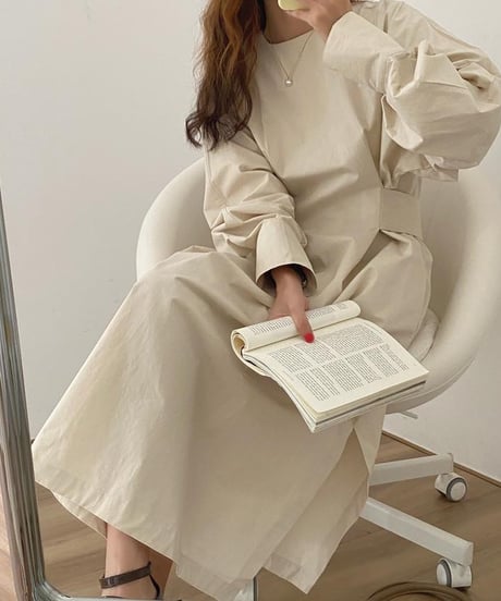 waist tuck side slit dress / 3color　hm1742