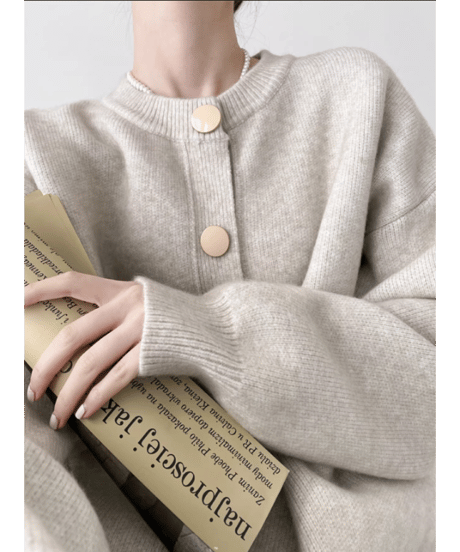 crewneck knit cardigan   / 3color　hm2603