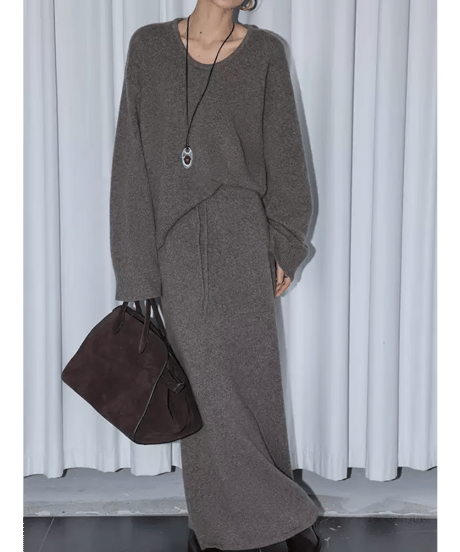 knit top & skirt setup / 2color　hm1845