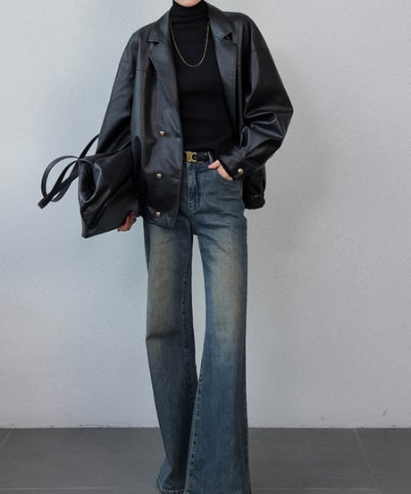 eco leather double jacket　hm1874