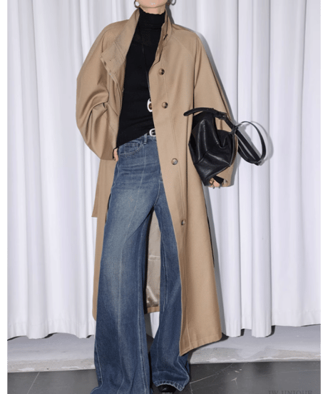 stand collar long coat　hm1843