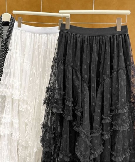 sheer tiered skirt / 2color　hm2272