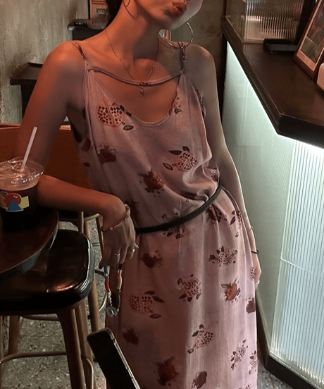 retro pomegranate print dress　hm1622