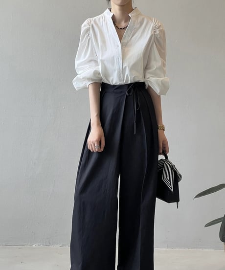 gathered puff sleeve shirt / 2color　hm1715