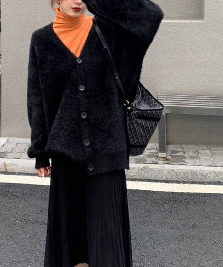 shaggy knit cardigan / 3color　hm1002