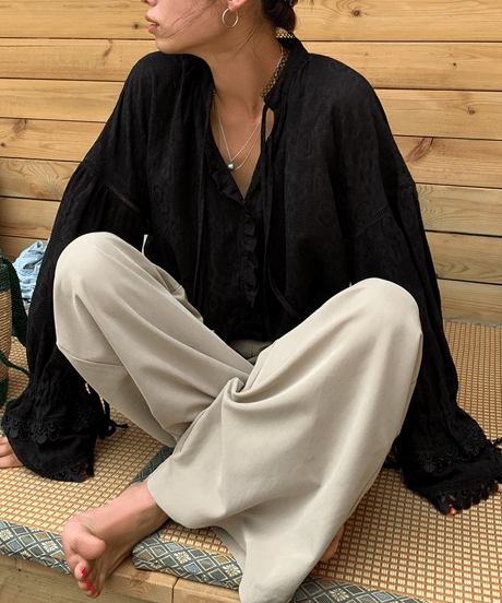 jacquard lace blouse / 2color　hm1918