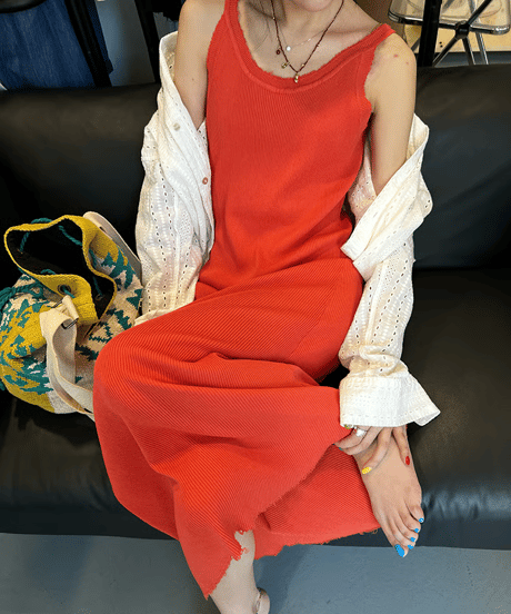 ribbed maxi dress / 2color　hm2349