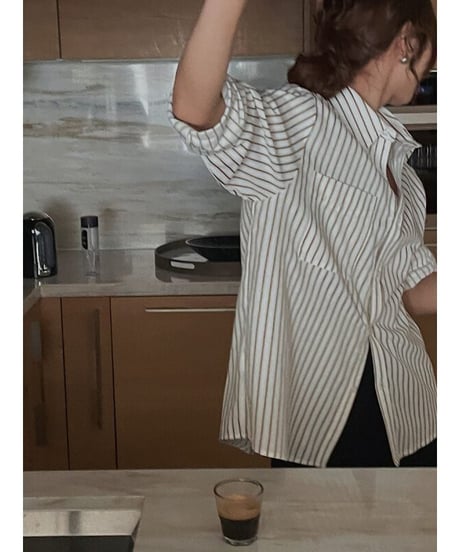 relaxed stripe shirt  　hm2601