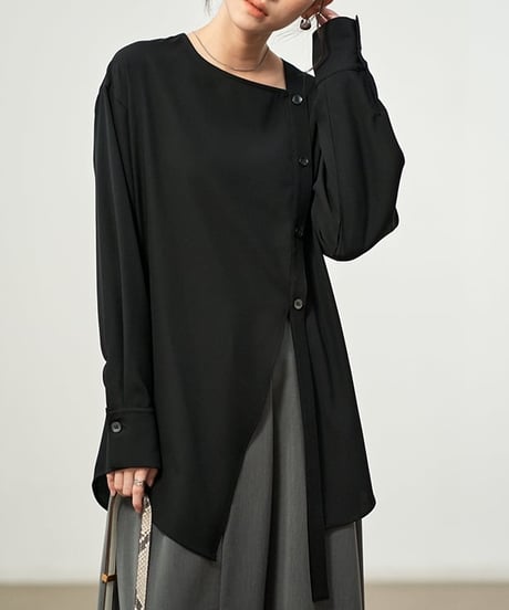asymmetry button blouse　hm1965